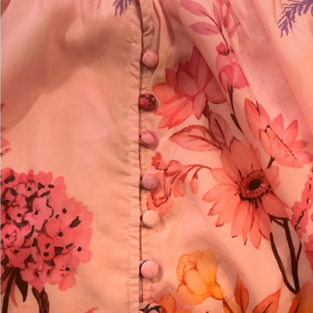 Anthropologie Floral Maxi Dress in Pink and Orange - Picture 12 of 16
